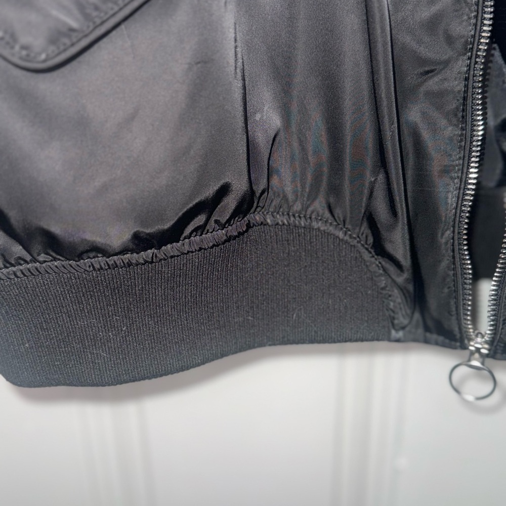 Black Bomber Jacket with Silver Zipper by Sincerely Jules - Size XL - Picture 5 of 9